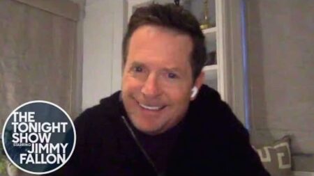 Michael J. Fox durante participação no Jimmy Fallon
