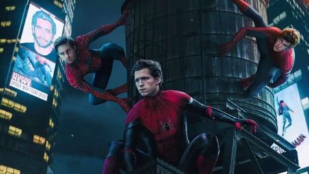 Os 3 Homens-Aranhas aparecem juntos, mas não é em novo filme da Marvel As três versões cinematográficas do Homem-Aranha — Foto: Reprodução
