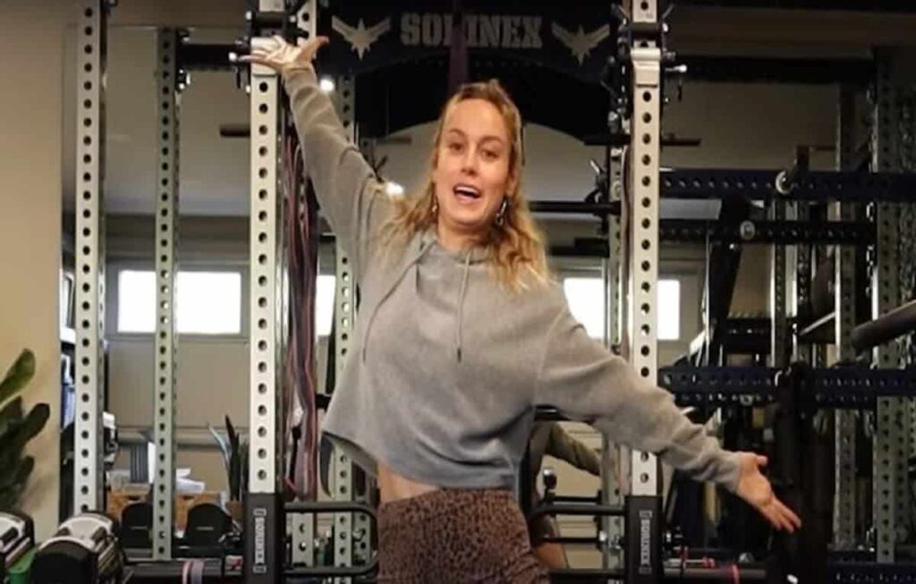 Brie Larson home gym Captain Marvel 2 training
