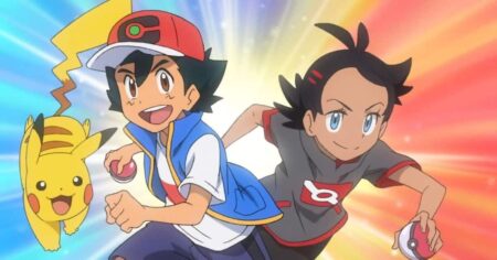 Pikachu, Ash e Goh em Jornadas Pokémon (Divulgação)