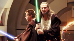 Star Wars: A visão de Liam Neeson sobre a morte de Qui-Gon Jinn Liam Neeson e Ewan McGregor em Star Wars (Reprodução / LucasFilm)