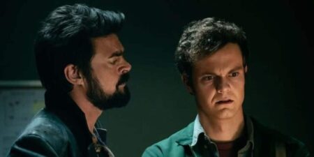 The Boys: Referência a Matrix na 1ª temporada não estava no roteiro Billy Bruto (Karl Urban) e Hughie (Jack Quaid) em The Boys (Reprodução / Amazon)