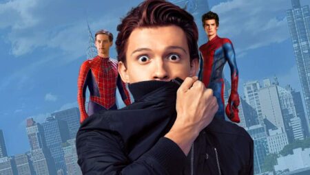 Homem-Aranha | Briga entre Sony e Marvel teria tirado Tobey Maguire e Andrew Garfield do trailer Tobey Maguire, Tom Holland e Andrew Garfield (Foto: Montagem Epipoca / Divulgação)