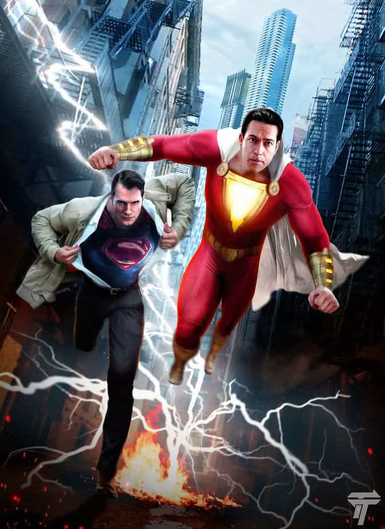 Superman (Henry Cavill) e Shazam (Zachary Levi) em cena (Foto: Montagem / Reprodução)