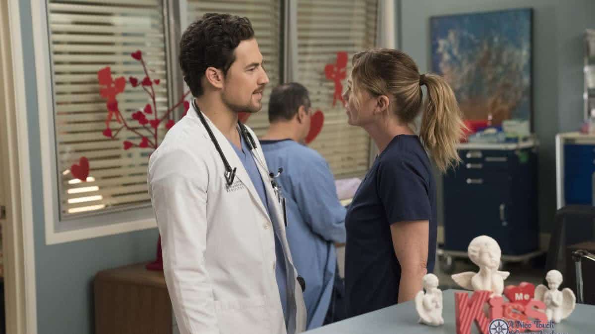 Andrew (Giacomo Manniotti) e Meredith (Ellen Pompeo) em Grey's Anatomy (Reprodução)