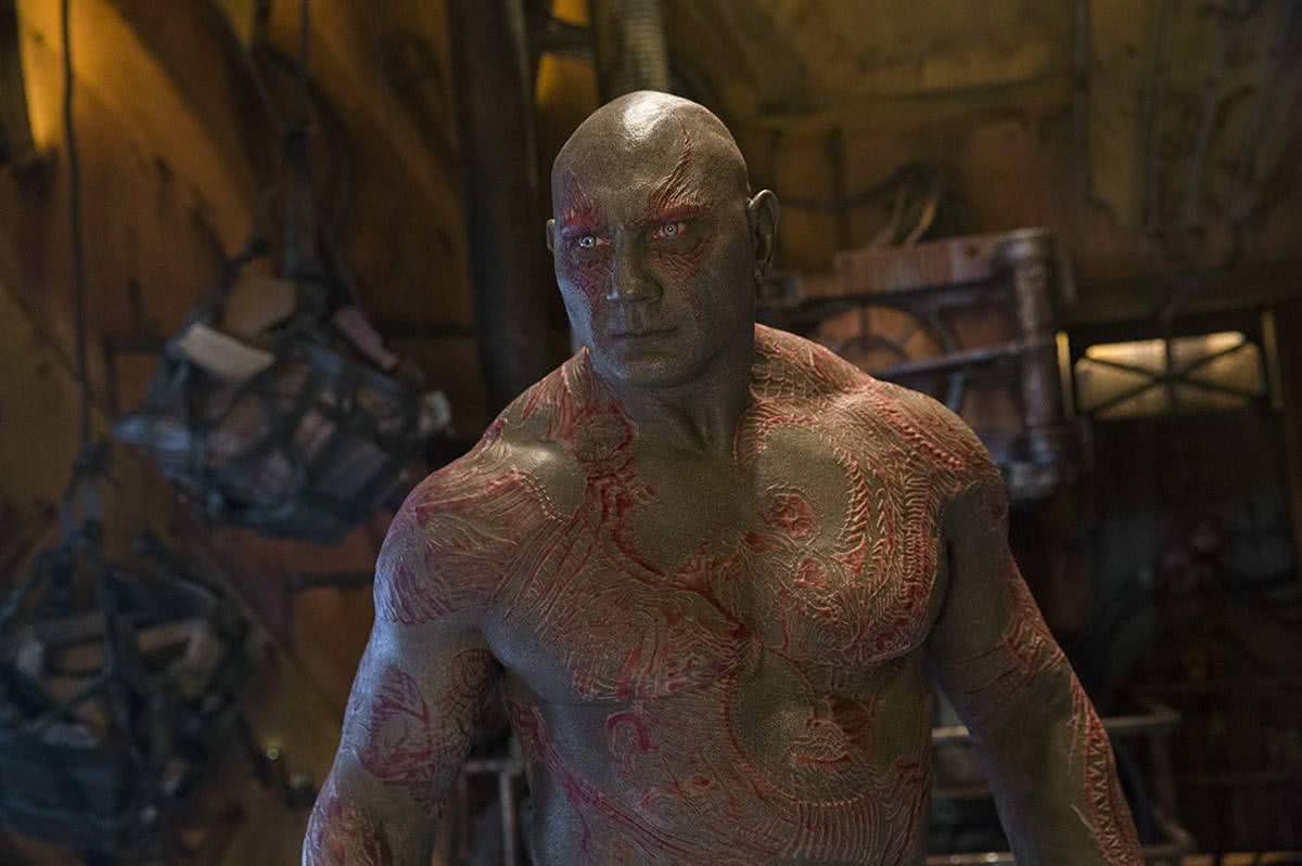 Drax (Dave Bautista) em Guardiães da Galáxia (Reprodução / Marvel)