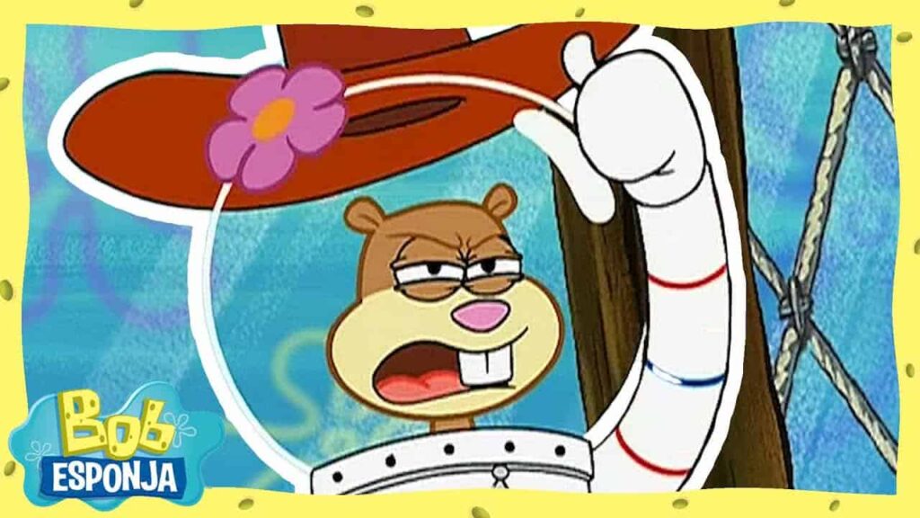 Bob Esponja e Sandy Bochechas em Bob Esponja Calça Quadrada (Reprodução)