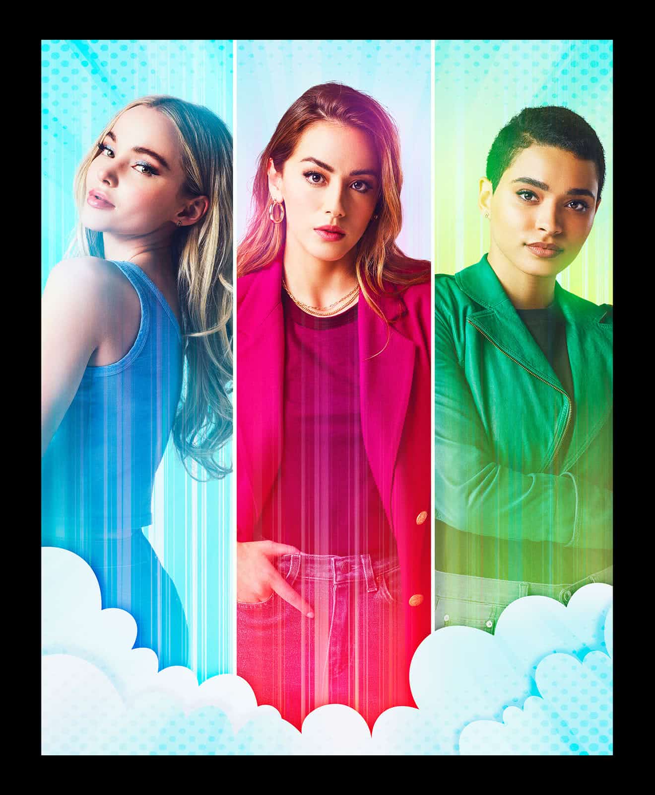 Chloe Bennet, Dove Cameron e Yana Perrault como Lindinha, Florzinha e Docinho em Powerpuff (Divulgação / The CW)