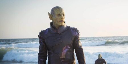 Invasão Secreta: Quão fortes são os Skrulls? Ben Mendelsohn com um Skrull em Capitã Marvel (Reprodução / Marvel)