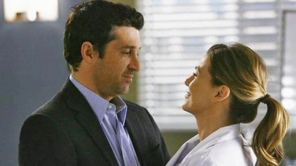 Personagem morta reaparecerá em Grey’s Anatomy Derek (Patrick Dempsey) e Meredith (Ellen Pompeo) em Grey's Anatomy (Reprodução)1