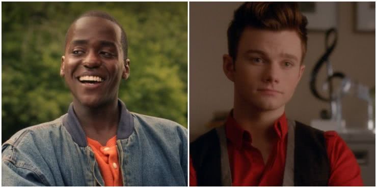 Eric (Ncuti Gatwa) em Sex Education e Kurt (Cris Colfer) em Glee (Montagem Reprodução)