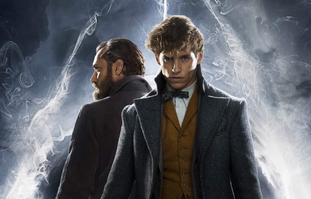 Jude Law e Eddie Redmayne em Animais Fantasticos Divulgacao