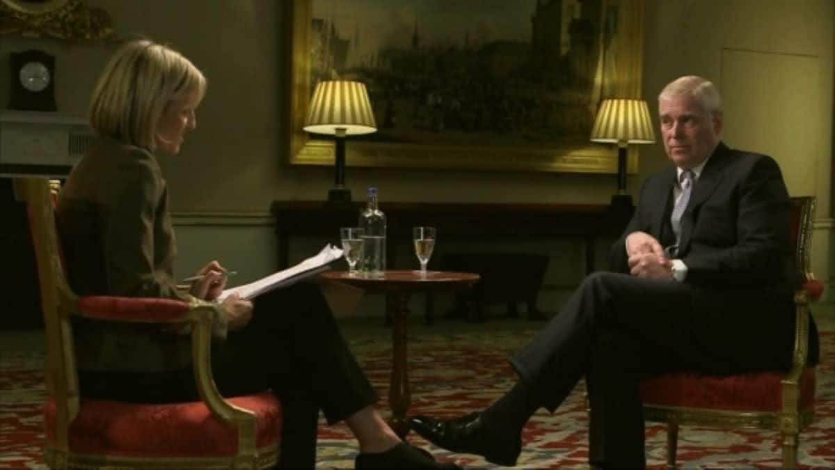 Príncipe Andrew na entrevista da Newsnight com Emily Maitlis (Reprodução / BBC)