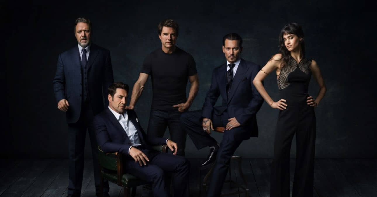 Russell Crowe, Javier Bardem, Tom Cruise, Johnny Depp, Sofia Boutella (Divulgação)