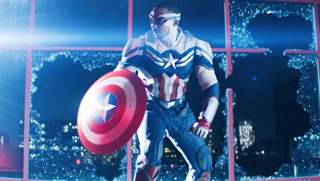Anthony Mackie como Capitão América em Falcão e o Soldado Invernal (Reprodução / Disney+)
