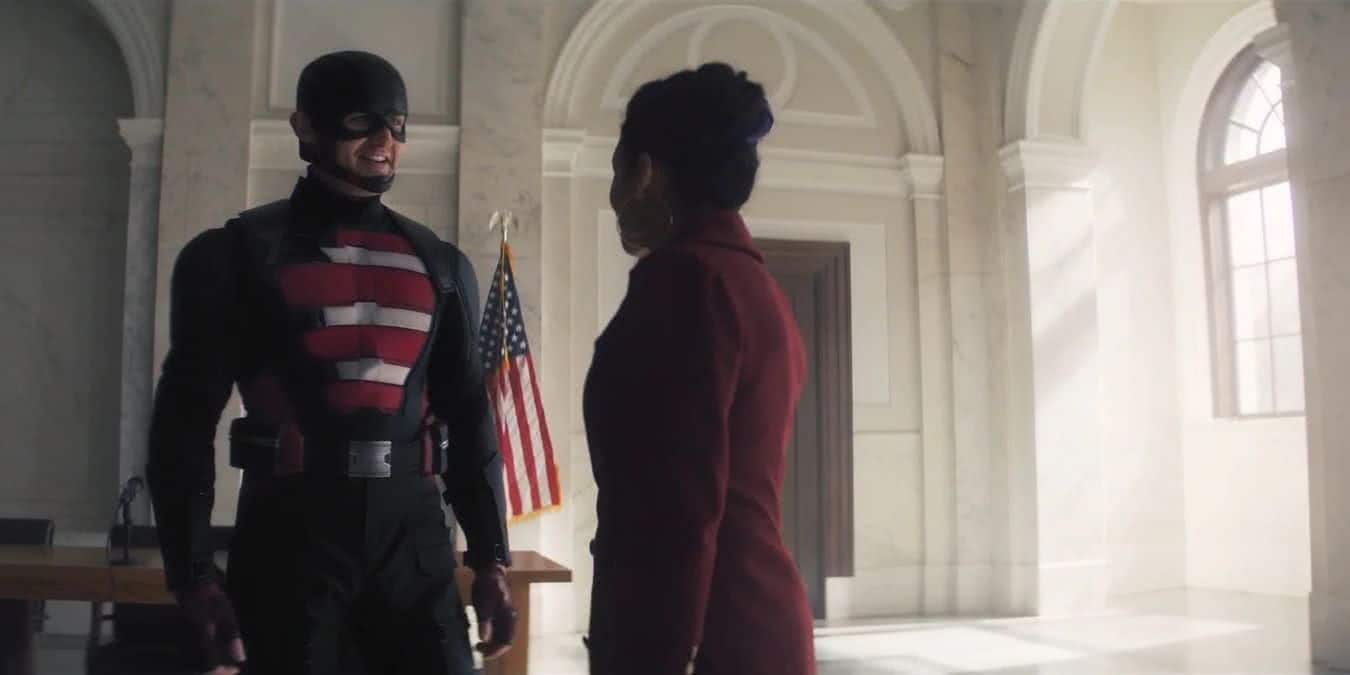 Agente Americano (Wyatt Russell) e Valentina (Julia Louis-Dreyfus) em Falcão e o Soldado Invernal (Reprodução / Disney+)