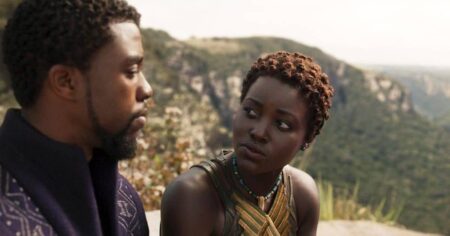 Chadwick Boseman e Lupita Nyong'o em Pantera Negra (Reprodução / Marvel)