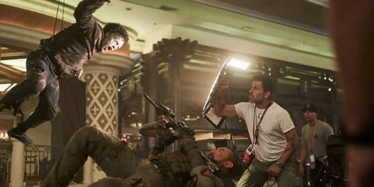 Zack Snyder e Dave Bautista nos bastidores de Army of the Dead (Divulgação / Netflix)