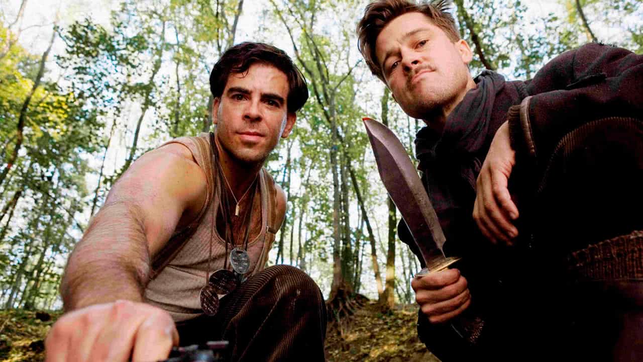 Eli Roth e Brad Pitt em Bastardos Inglórios