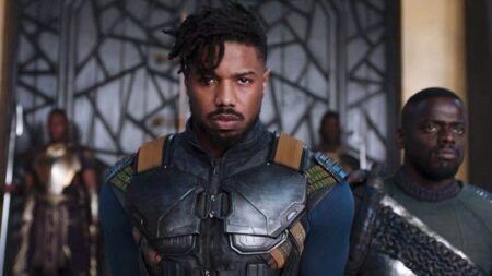 Erik Killmonger (Michael B. Jordan) em Pantera Negra (Reprodução)