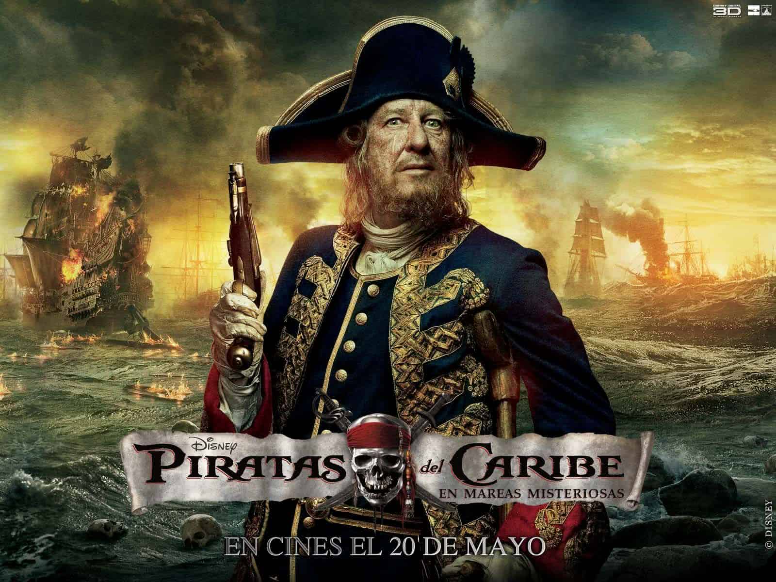 Hector Barbossa (Geoffrey Rush) em Piratas do Caribe (Reprodução)