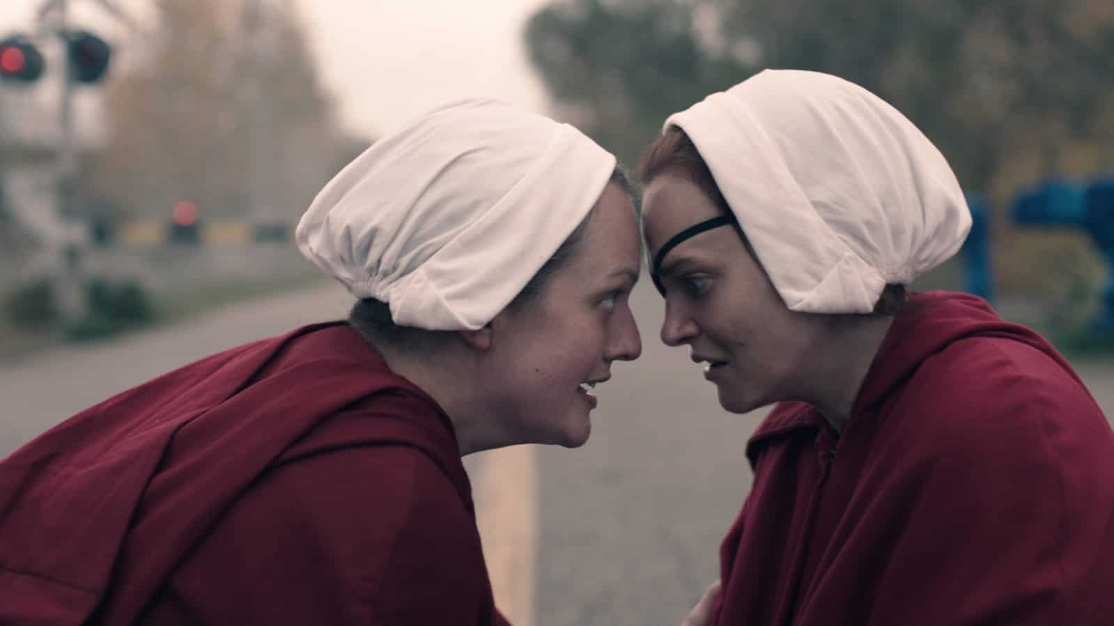 June (Elisabeth Moss) and Janine (Madeline Brewer) in The Handmaid's Tale