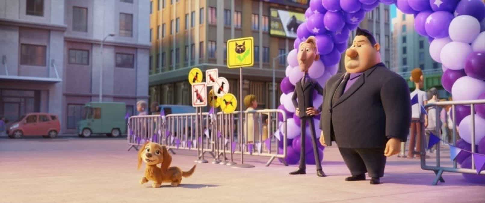 Liberty (Marsai Martin), Ruben (Dax Shepard), e Butch (Randall Park) em PAW Patrol: The Movie (Divulgação / Spin Master)