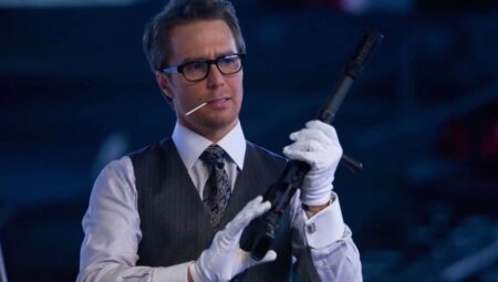 Justin Hammer (Sam Rockwell) em Homem de Ferro 2 (Reprodução)