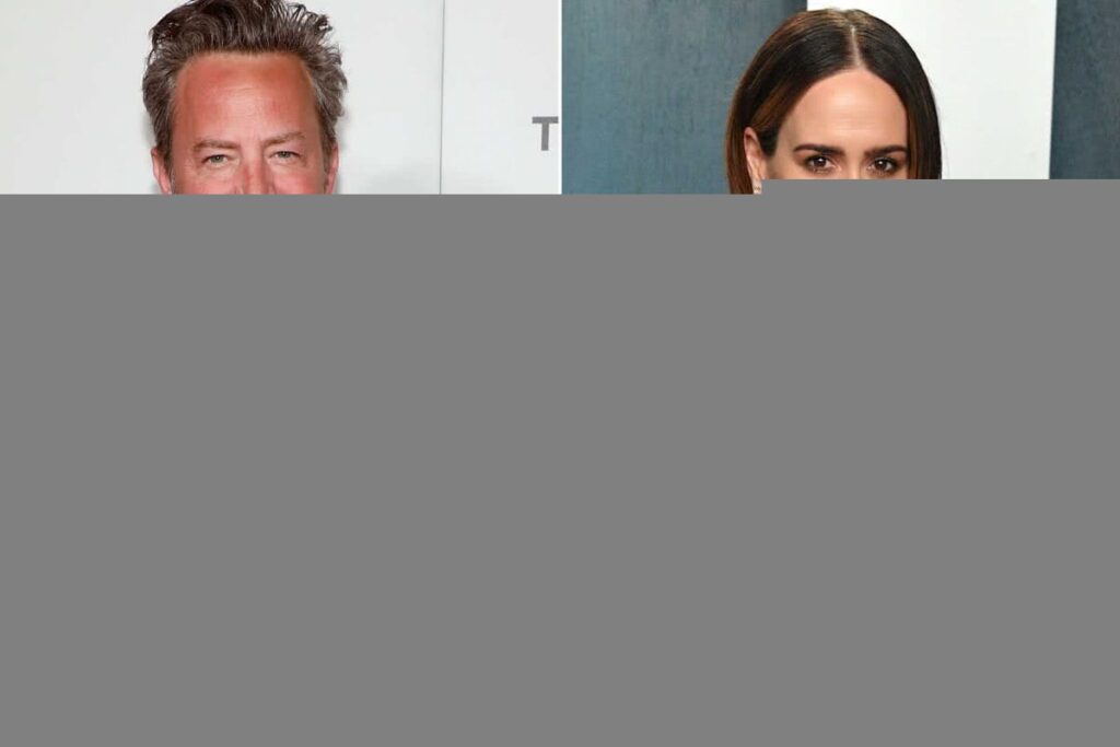 Sarah Paulson revela que quase pegou Matthew Perry em festa ‘safadinha’ Matthew Perry e Sarah Paulson