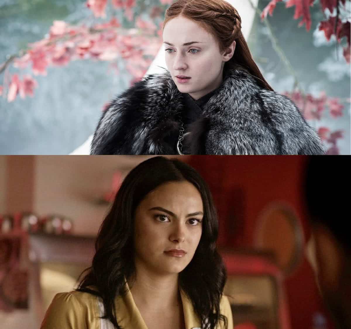 Sophie Turner se junta a Camila Mendes no filme Strangers 1 Sophie Turner em Game of Thrones e Camila Mendes em Riverdale Montagem com fotos de Reproducao