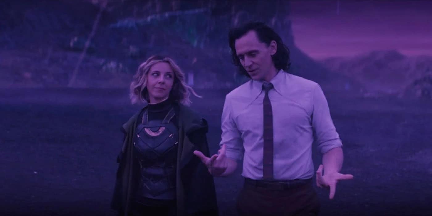 Loki (Tom Hiddleston) e Sylvie (Sophia Di Martino) em Loki (Reprodução / Disney+)