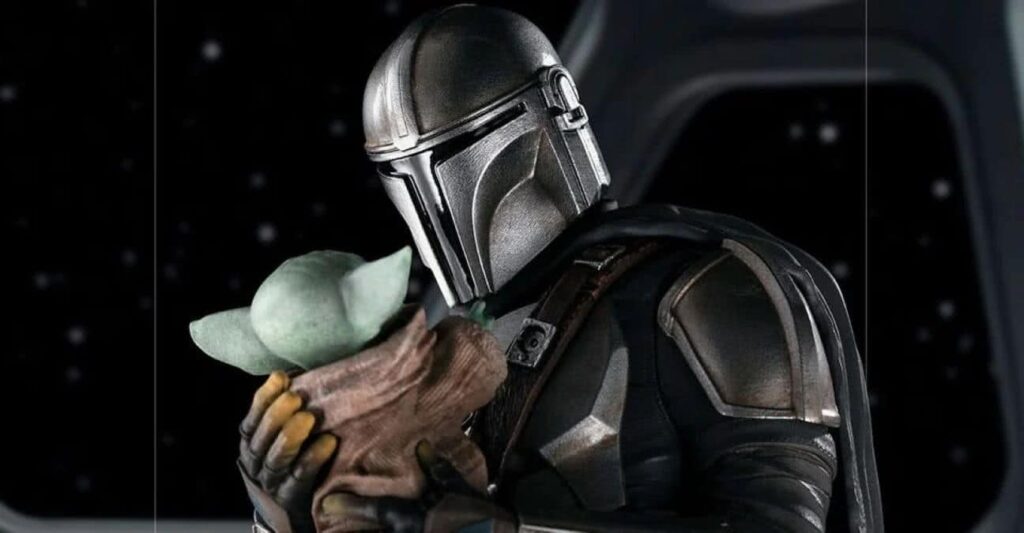 Star Wars | Estátua reproduz momento emocionante de The Mandalorian The Mandalorian and Grogu (Divulgação / Iron Studios)