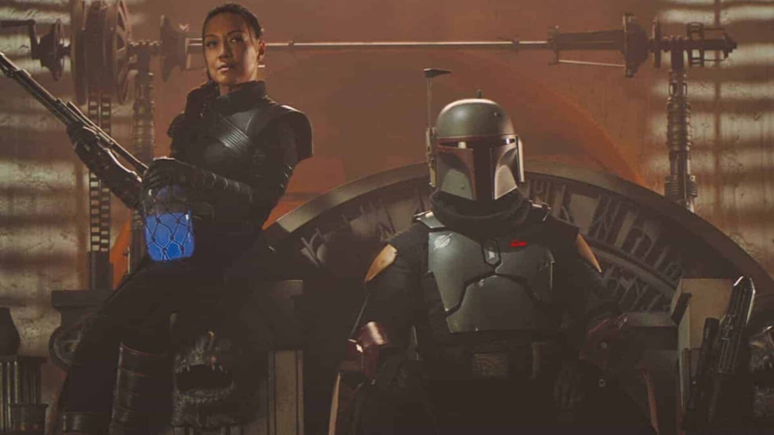 Ming-Na Wen provoca o que esta por vir em The Book of Boba Fett Boba Fett (Temuera Morrison) e Fennec Shand (Ming-Na Wen) em The Mandalorian (Reprodução / Disney+)