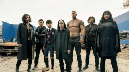 Criador explica por que terceira temporada de The Umbrella Academy não segue enredo aguardado dos quadrinhos Elenco de The Umbrella Academy (Reprodução / Netflix)