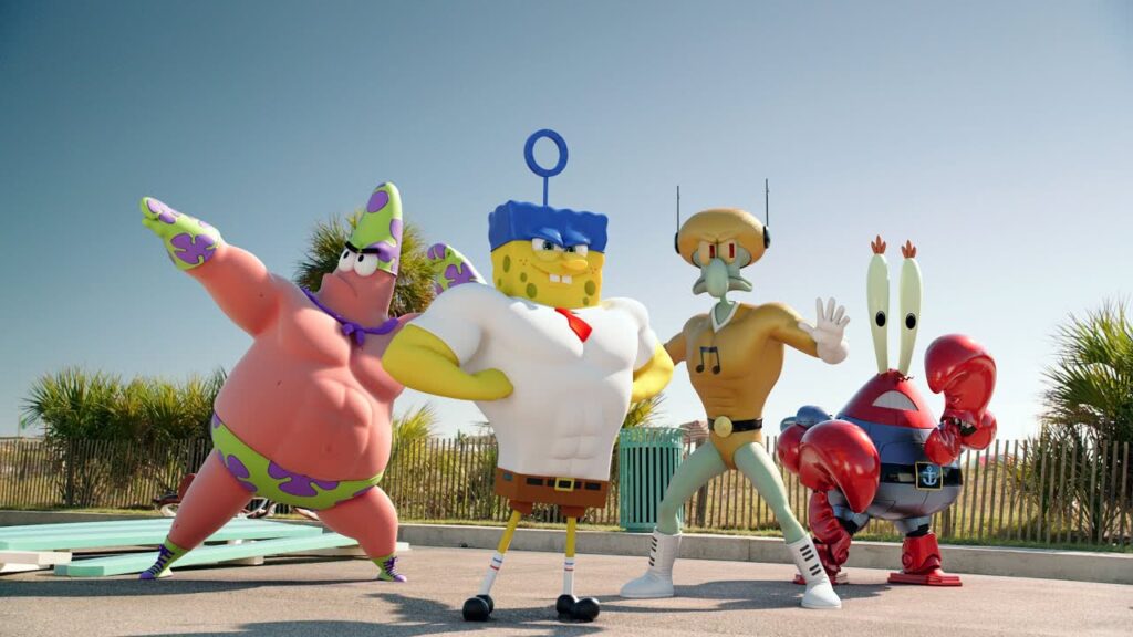 Melhores dicas de filmes que misturam desenho e live-action para quem é fã Cena de Bob Esponja Um Herói Fora d'Água (Reprodução)