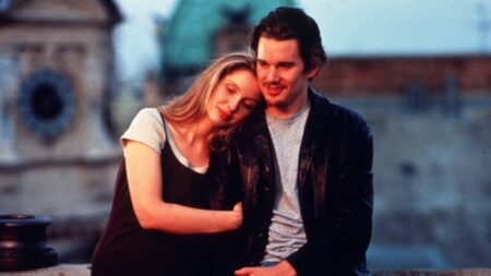 Julie Delpy e Ethan Hawke em Antes do Amanhecer Reproduc
