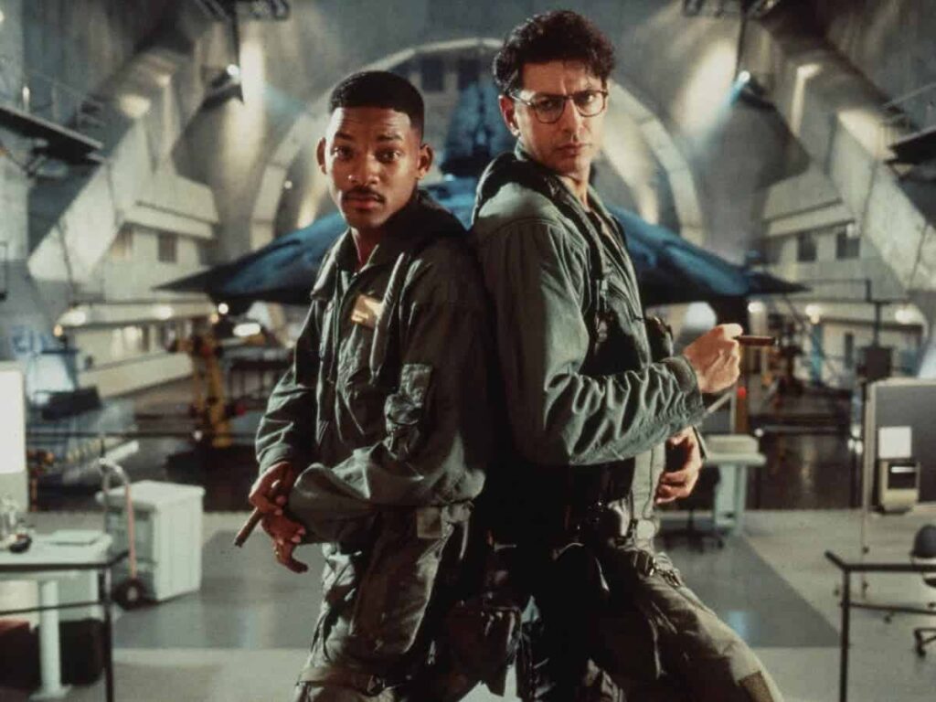 Easter-egg de Jurassic Park em Independence Day não foi criado por Jeff Goldblum Will Smith e Jeff Goldblum em Independence Day