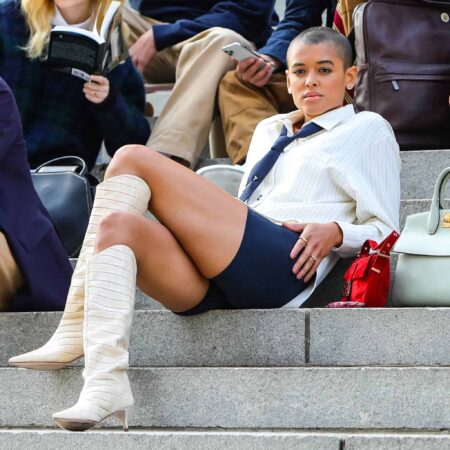 jordan alexander white boots in gossip girl reboot