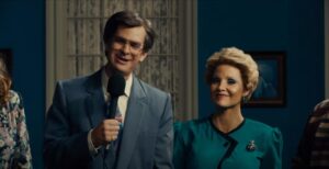 Os Olhos de Tammy Faye 3 Andrew Garfield e Jessica Chastain em The Eyes of Tammy Faye Reproducao