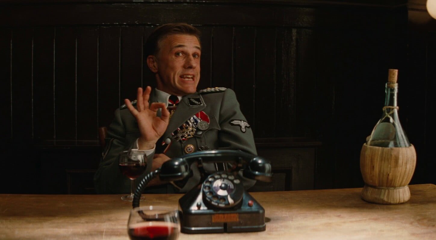 Bastardos Inglórios: Christoph Waltz teve que ensaiar sozinho 1 Christoph Waltz em Bastardos Inglorios Divulgacao 2 e1627928019358