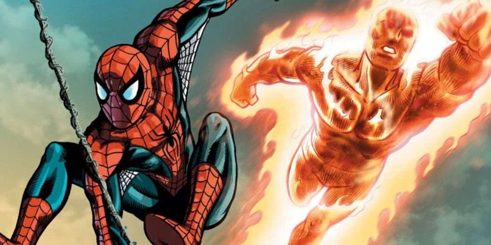 Homem-Aranha e Tocha Humana nos Quadrinhos da Marvel (Reprodução)