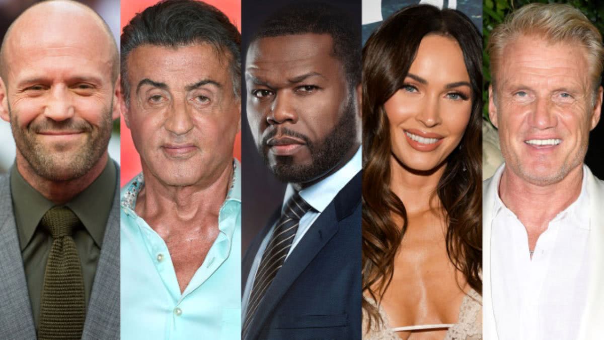 Jason Statham, Sylvester Stallone, 50 Cent, Megan Fox e Dolph Lundgren (Divulgação)