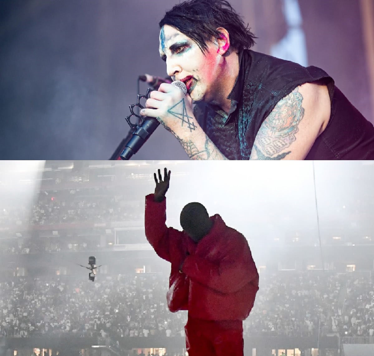 Marylin Manson e Kanye West Montagem com Fotos de Reproducao