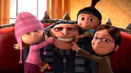 Meu Malvado Favorito Gru, Edith, Agnes e Margô em Meu Malvado Favorito (Divulgação / Illumination)