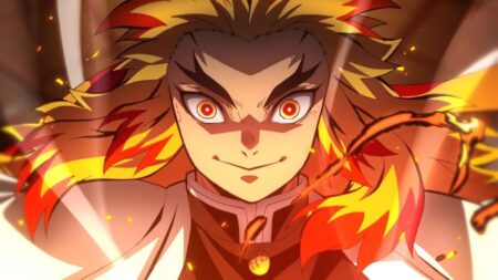 Kyōjurō Rengoku em Demon Slayer - Mugen Train: O Filme (Reprodução)