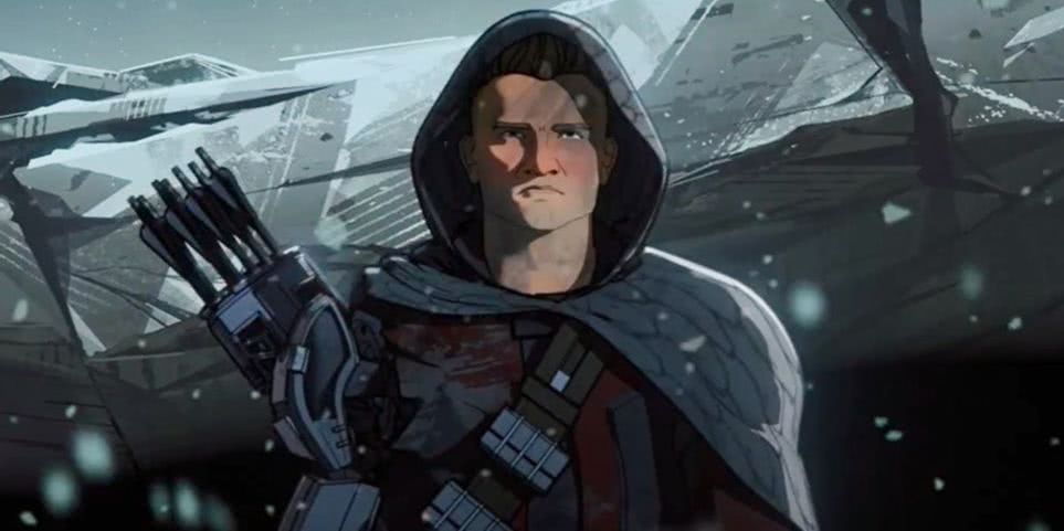 5 easter-eggs do episódio 8 de What If...? em referência ao MCU e quadrinhos 2 Gavião Arqueiro em What If... (Reprodução)