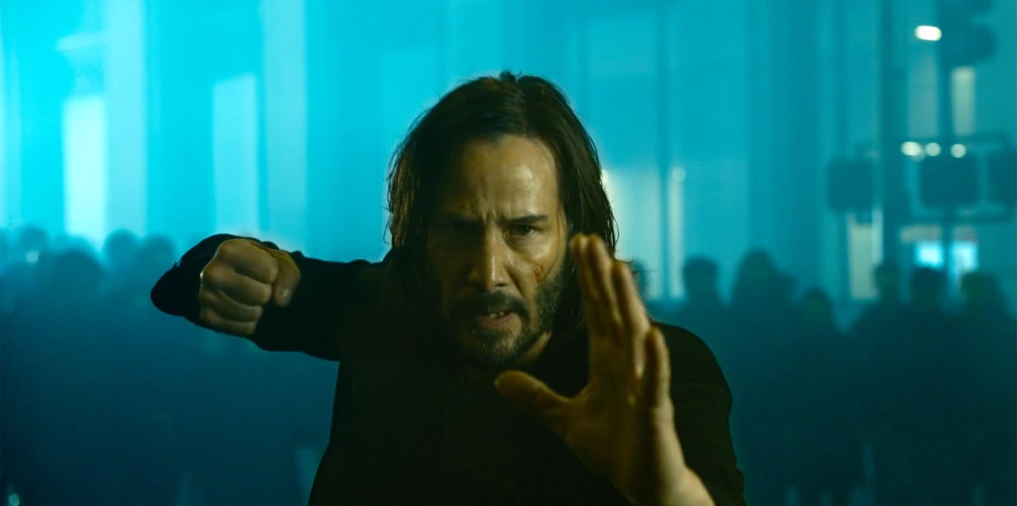 Keanu Reeves em Matrix Resurrections (Divulgação)