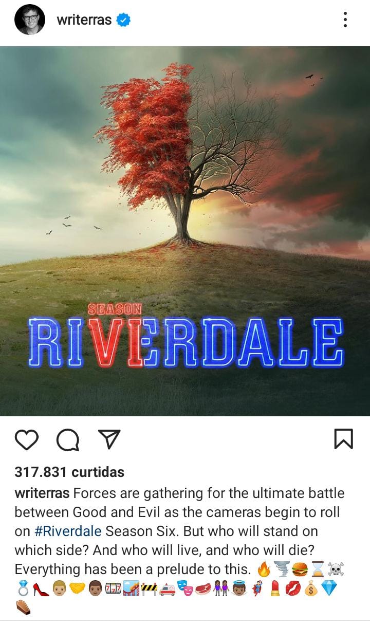 Produção da sexta temporada de Riverdale é iniciada 2 Riverdale (Reprodução / Instagram)