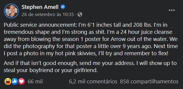Stephen Amell é chamado de gordo e rebate 3 amell resposta 28092021