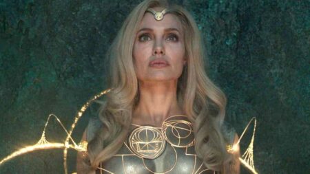 Angelina Jolie como Thena em Eternos (Reprodução / Marvel)